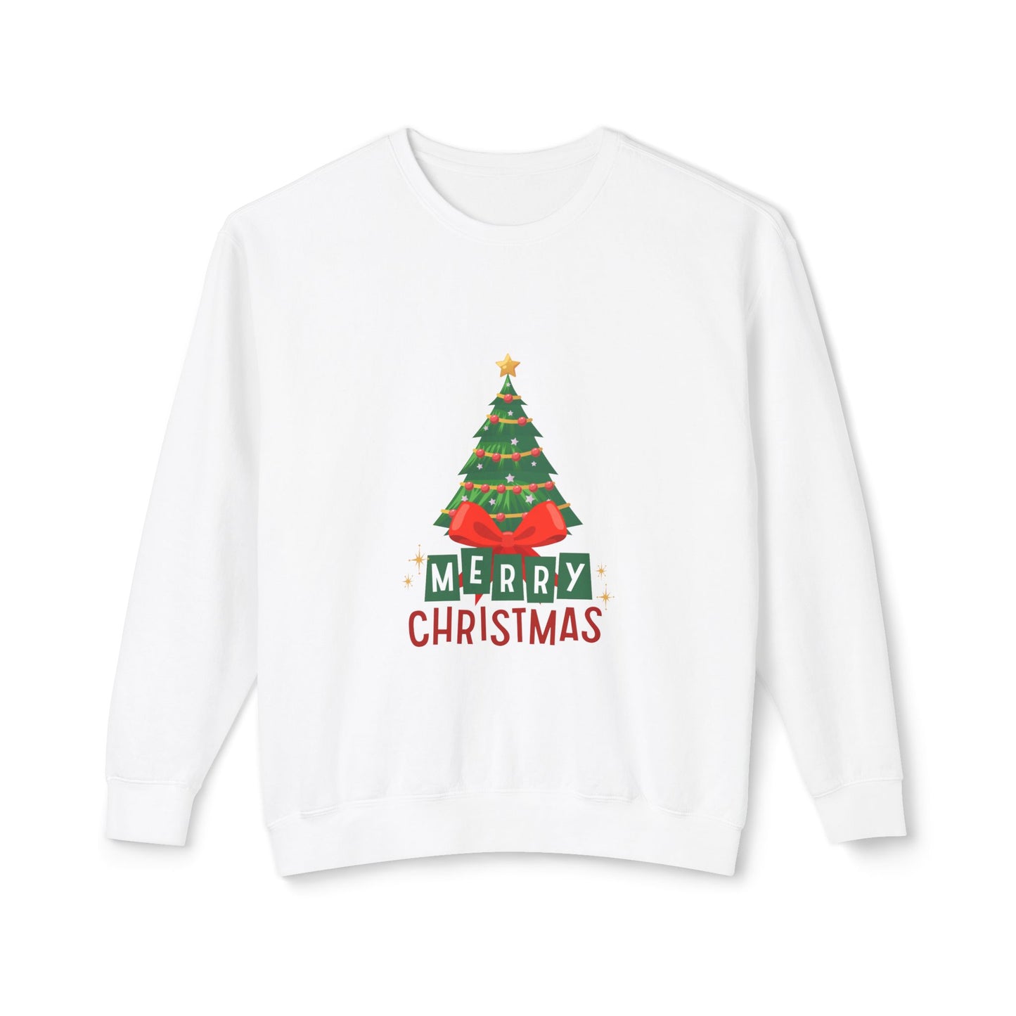 "Tree Merry Christmas" Christmas Unisex Lightweight Crewneck Sweatshirt