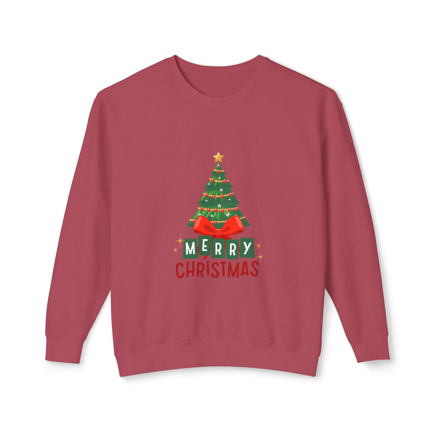 "Tree Merry Christmas" Christmas Unisex Lightweight Crewneck Sweatshirt