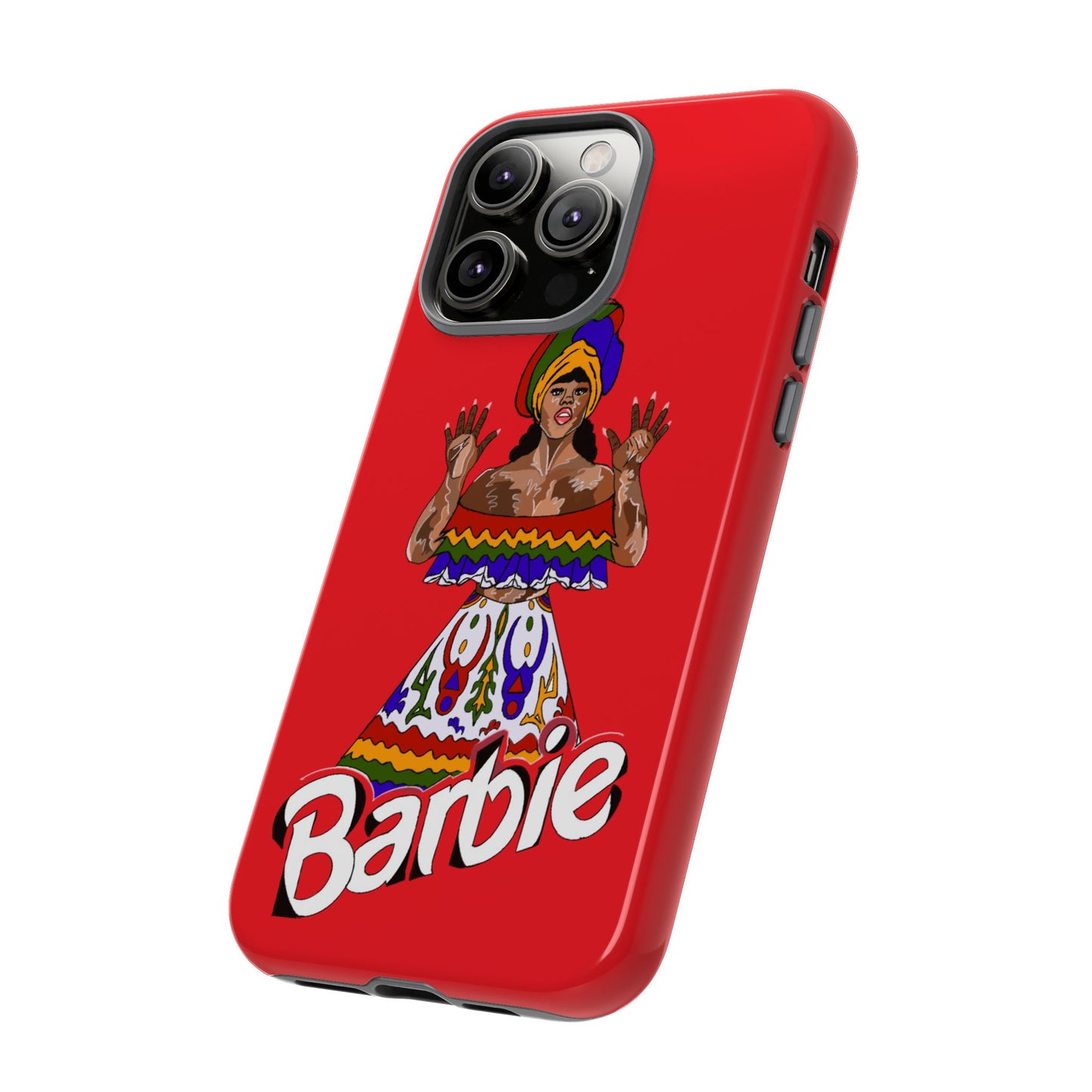 "Caribbean Barbie, Red background" Tough Cases