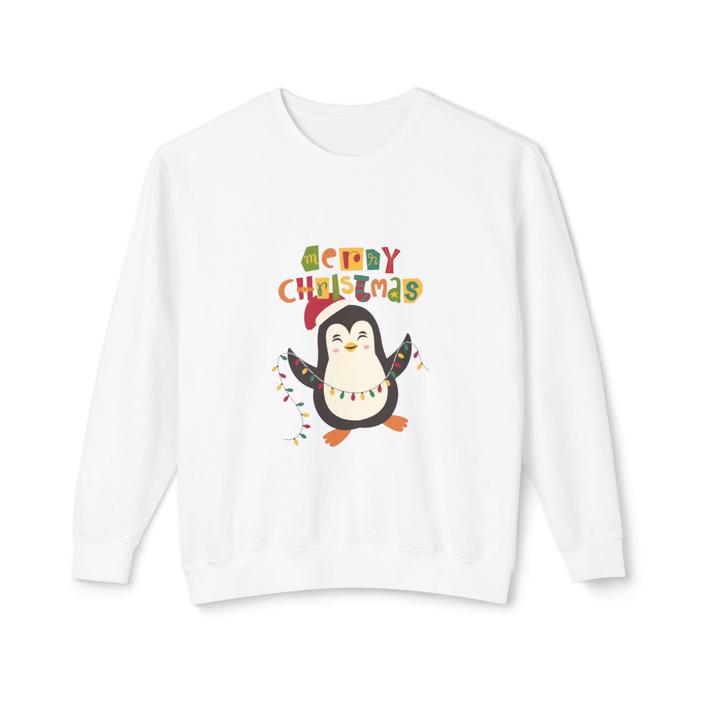 " Happy Pingouin" Christmas Unisex Lightweight Crewneck Sweatshirt