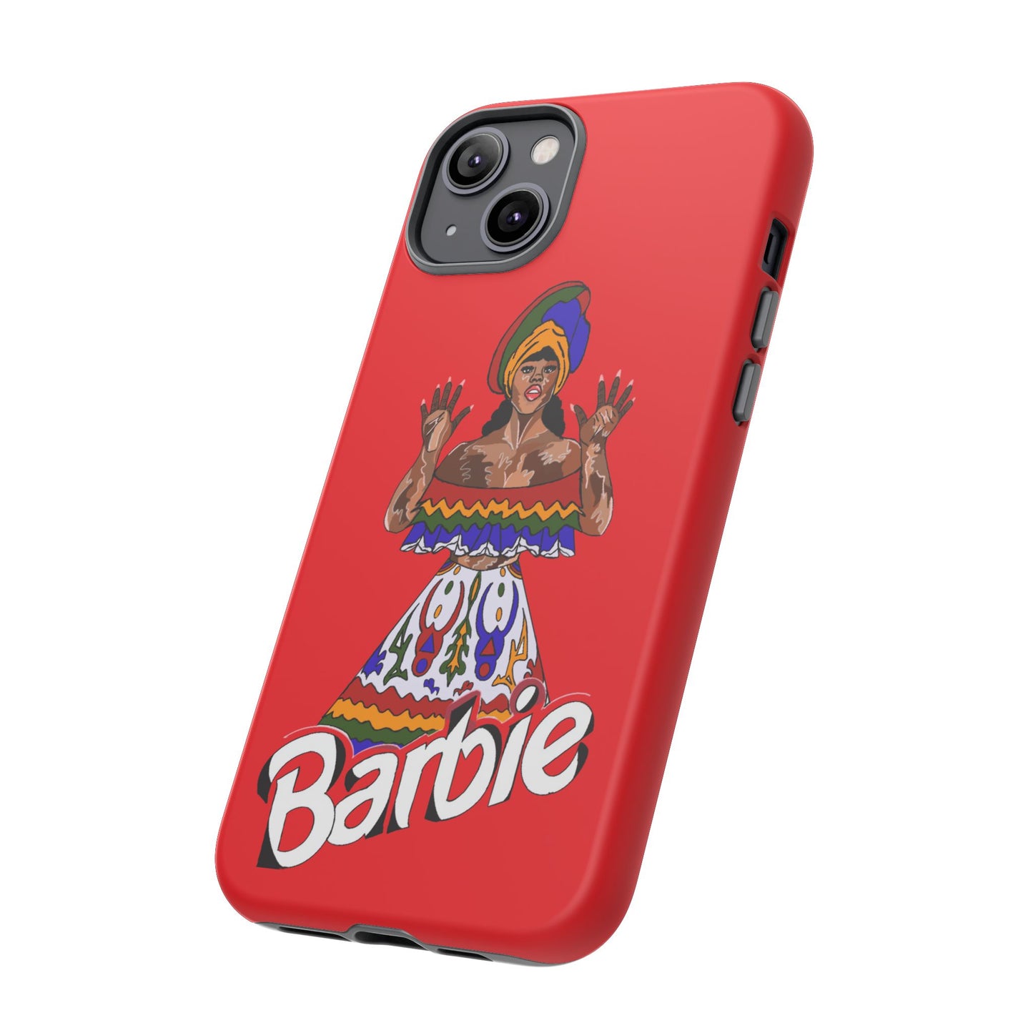 "Caribbean Barbie, Red background" Tough Cases