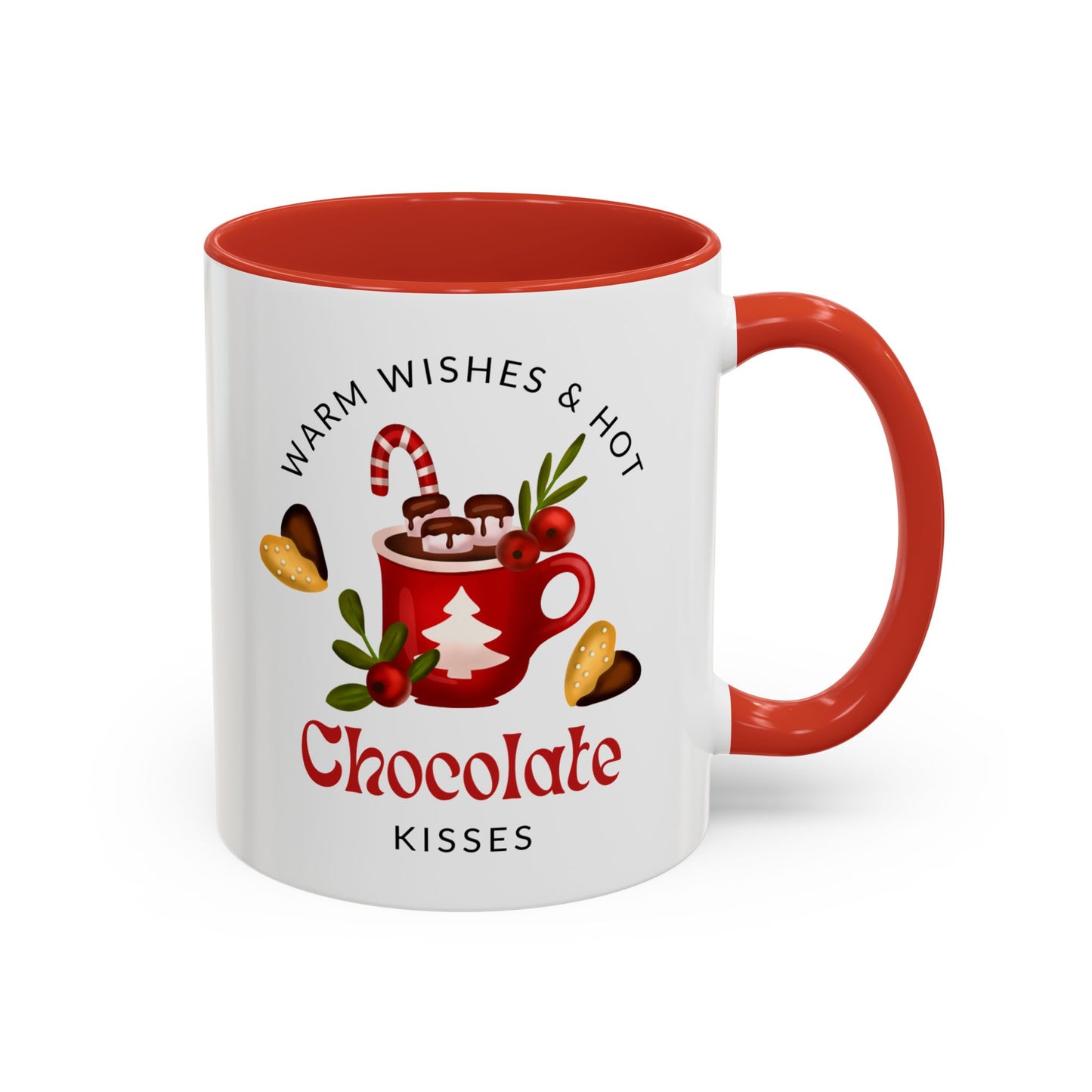 “Warm wishes and hot chocolate kisses” Christmas gift Accent Coffee Mug (11, 15oz)