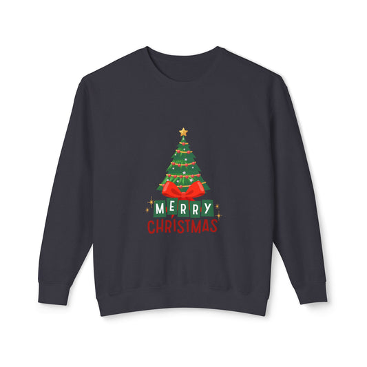 "Tree Merry Christmas" Christmas Unisex Lightweight Crewneck Sweatshirt