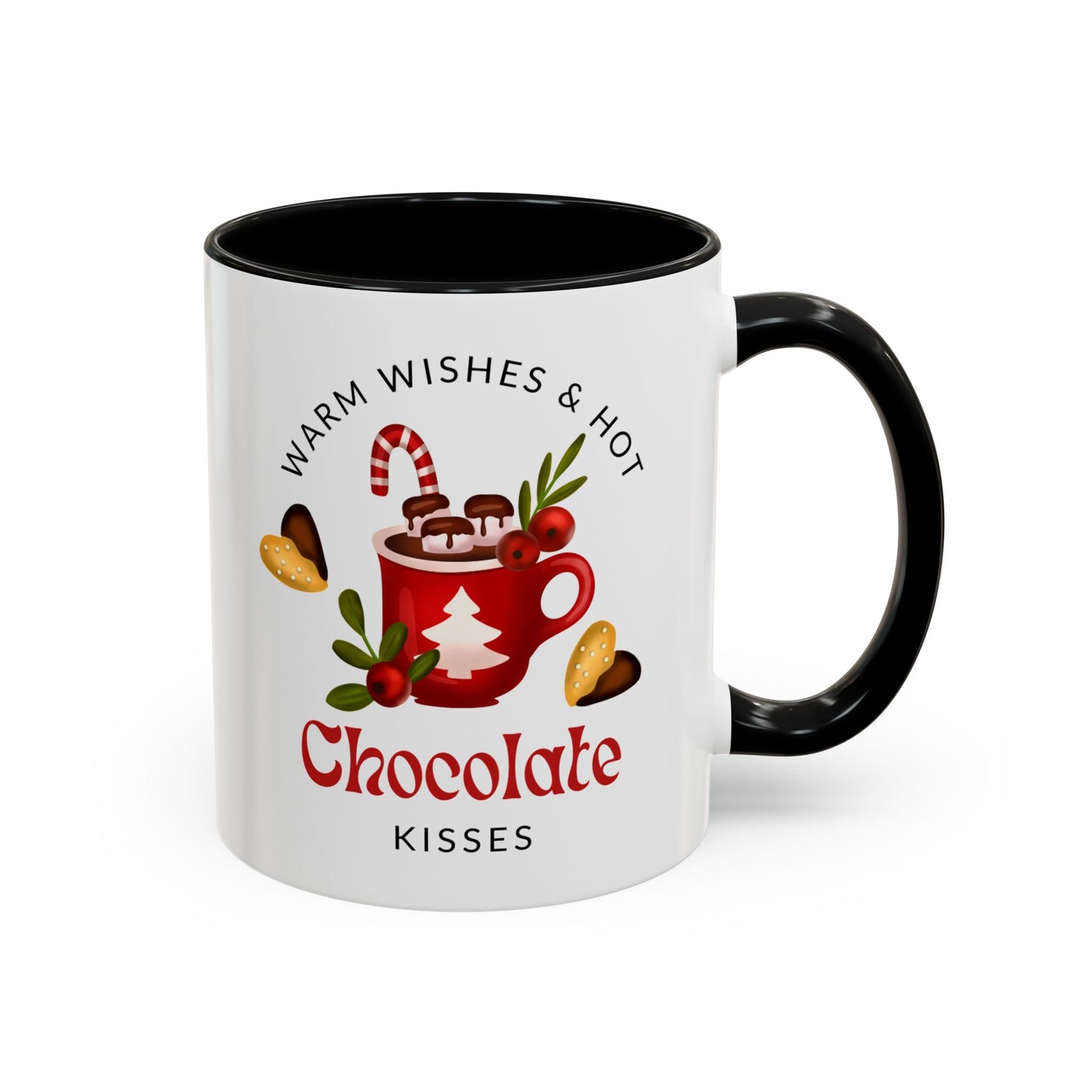 “Warm wishes and hot chocolate kisses” Christmas gift Accent Coffee Mug (11, 15oz)