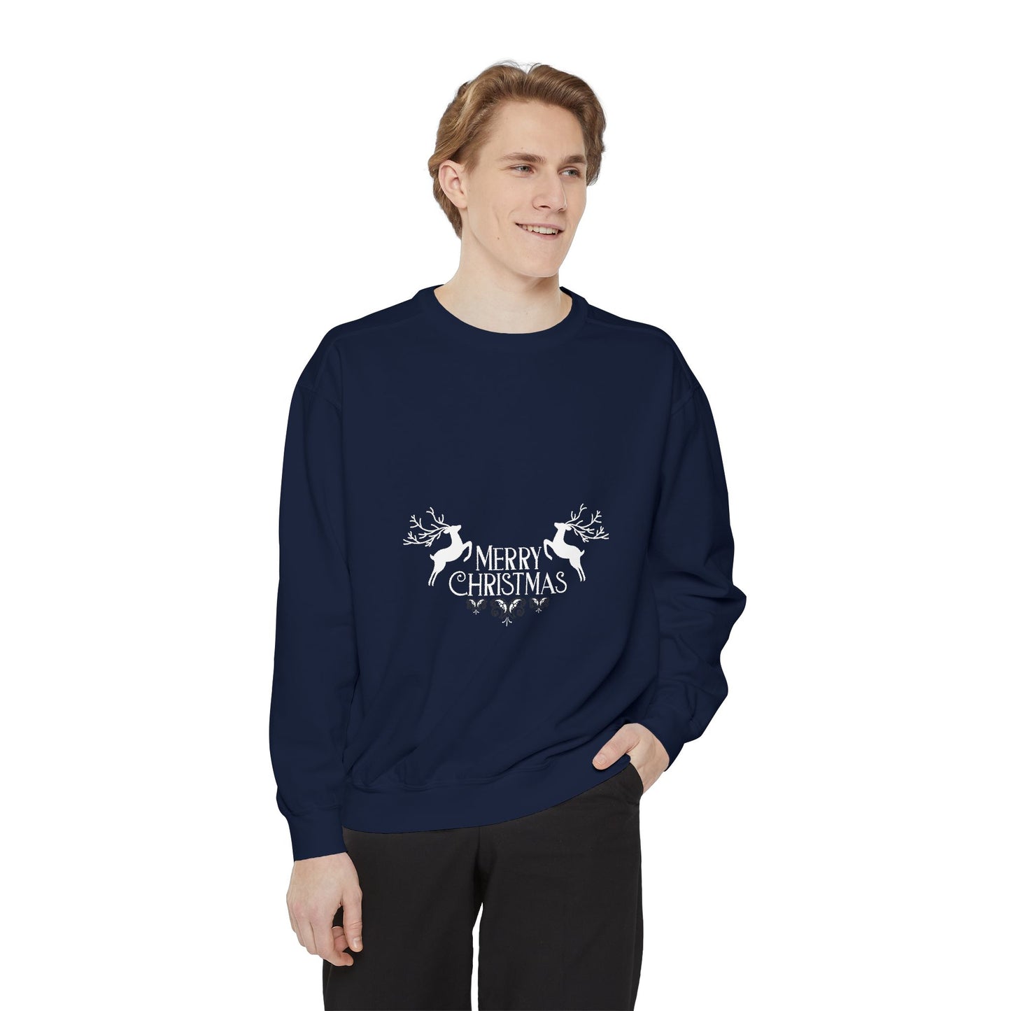 "Reindeers" of Unisex Garment-Dyed Sweatshirt