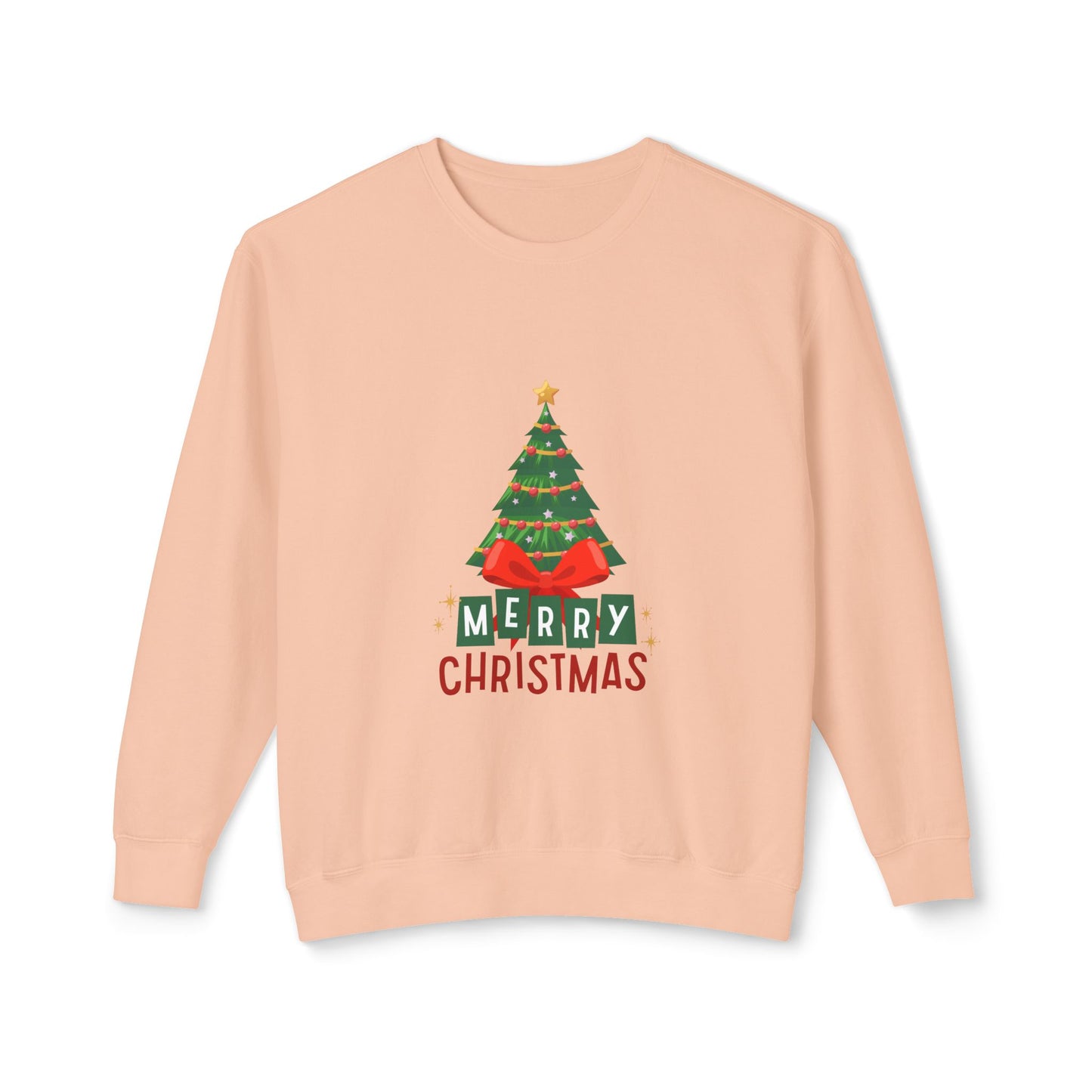 "Tree Merry Christmas" Christmas Unisex Lightweight Crewneck Sweatshirt