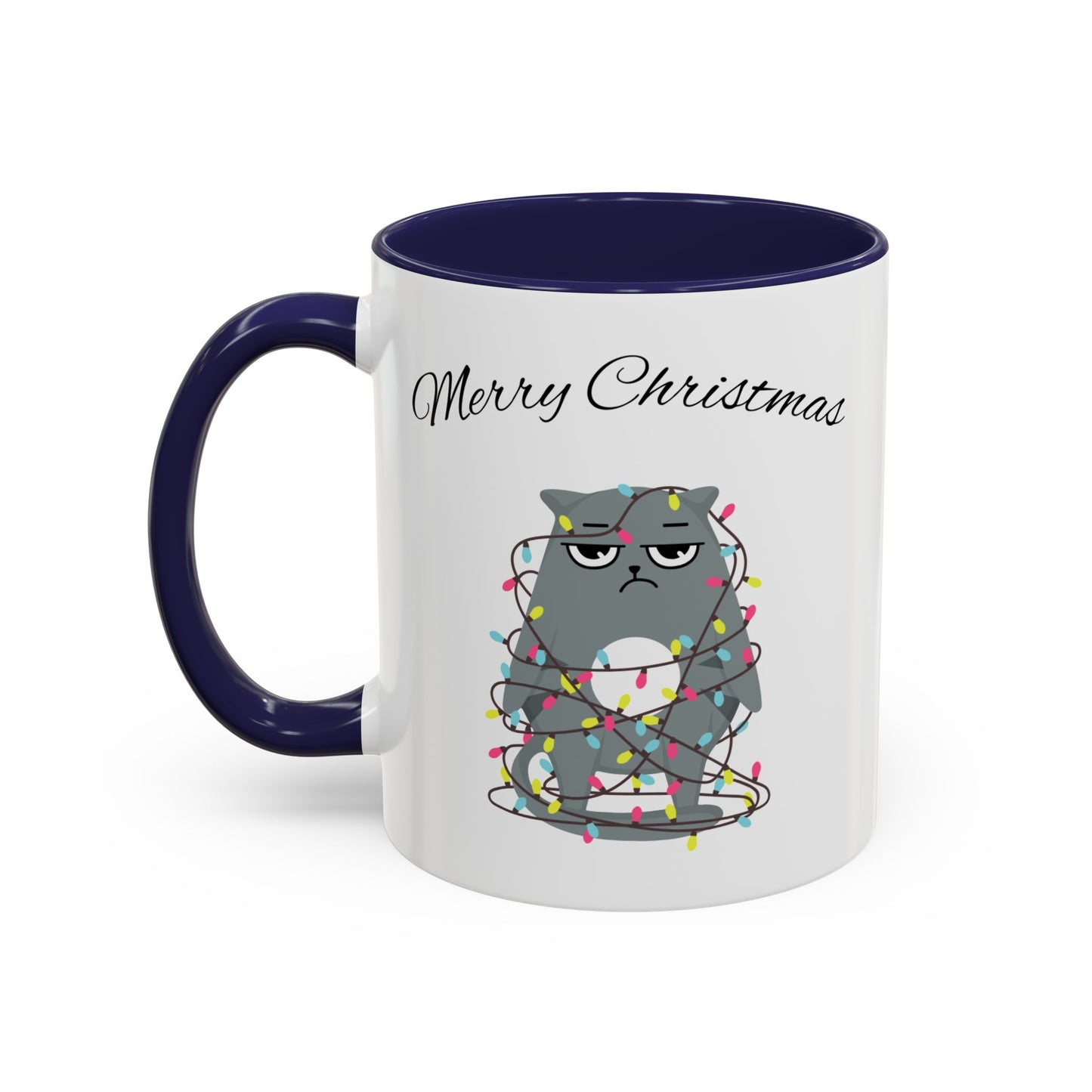 "Merry Christmas, Cats, tree lights"Accent Coffee Mug (11, 15oz)