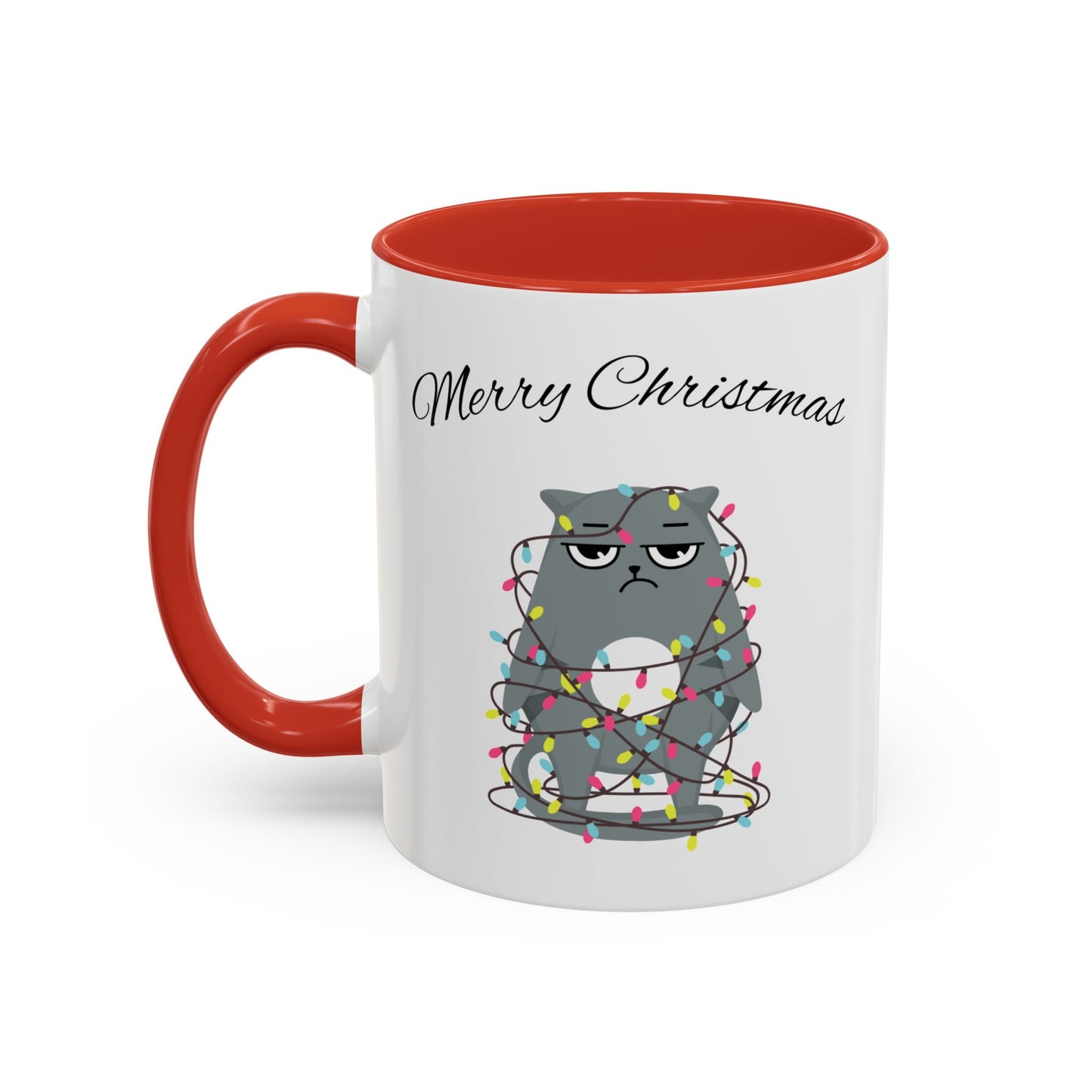 "Merry Christmas, Cats, tree lights"Accent Coffee Mug (11, 15oz)