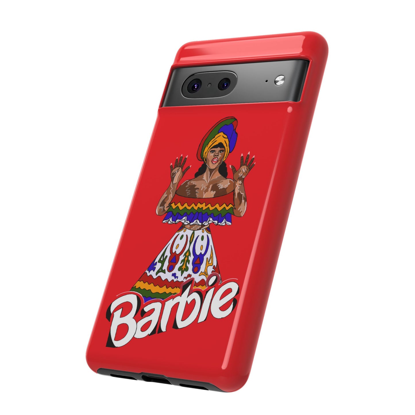 "Caribbean Barbie, Red background" Tough Cases