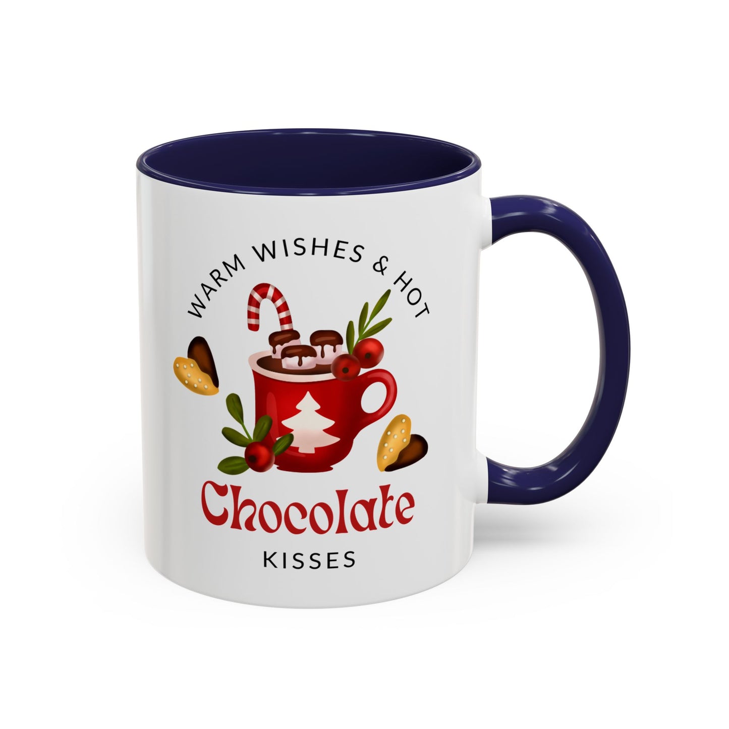 “Warm wishes and hot chocolate kisses” Christmas gift Accent Coffee Mug (11, 15oz)