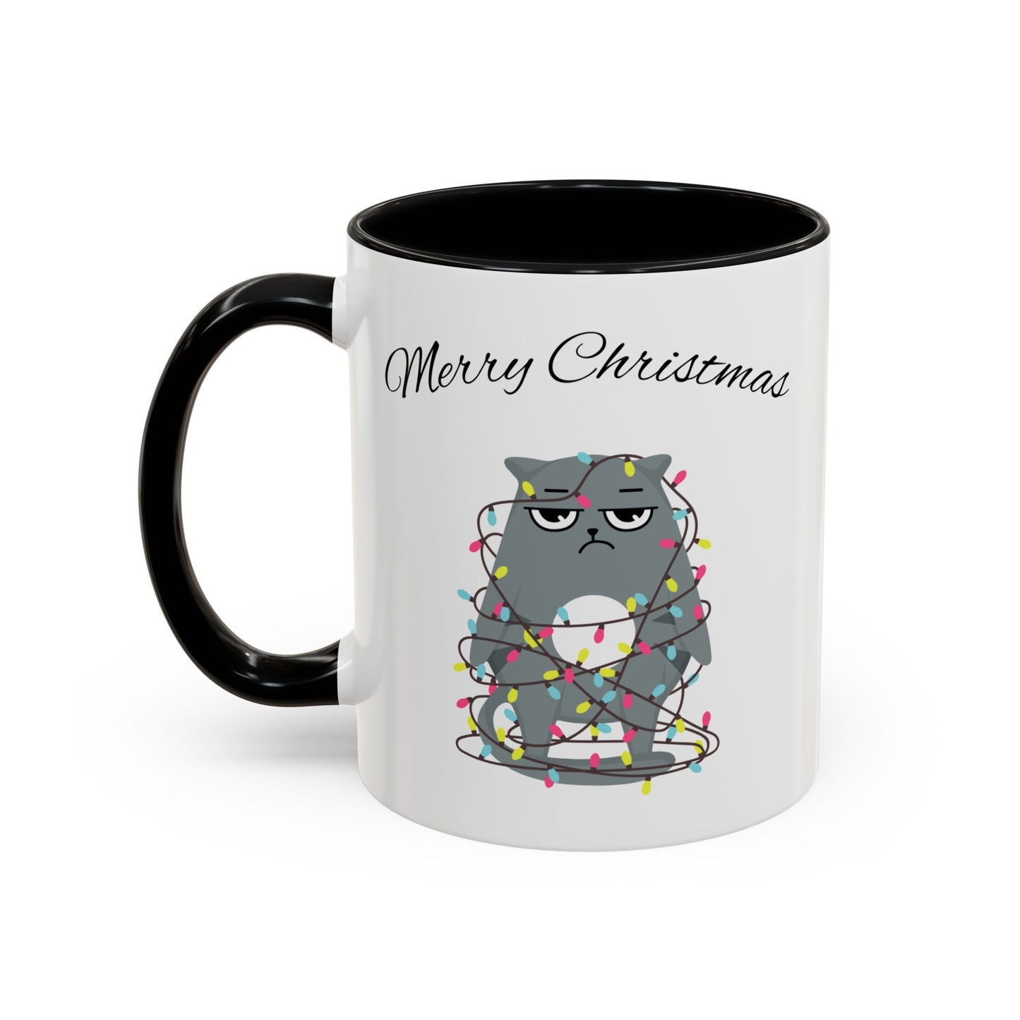 "Merry Christmas, Cats, tree lights"Accent Coffee Mug (11, 15oz)