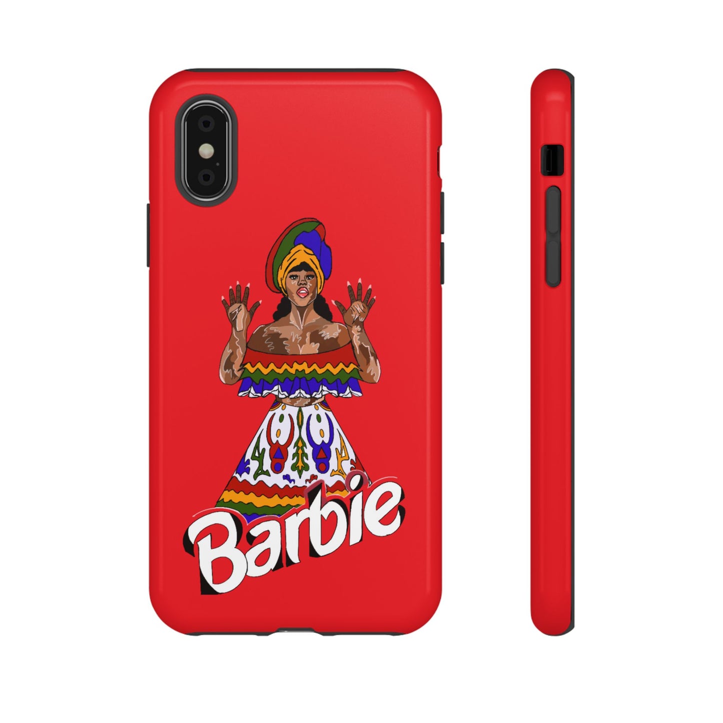 "Caribbean Barbie, Red background" Tough Cases