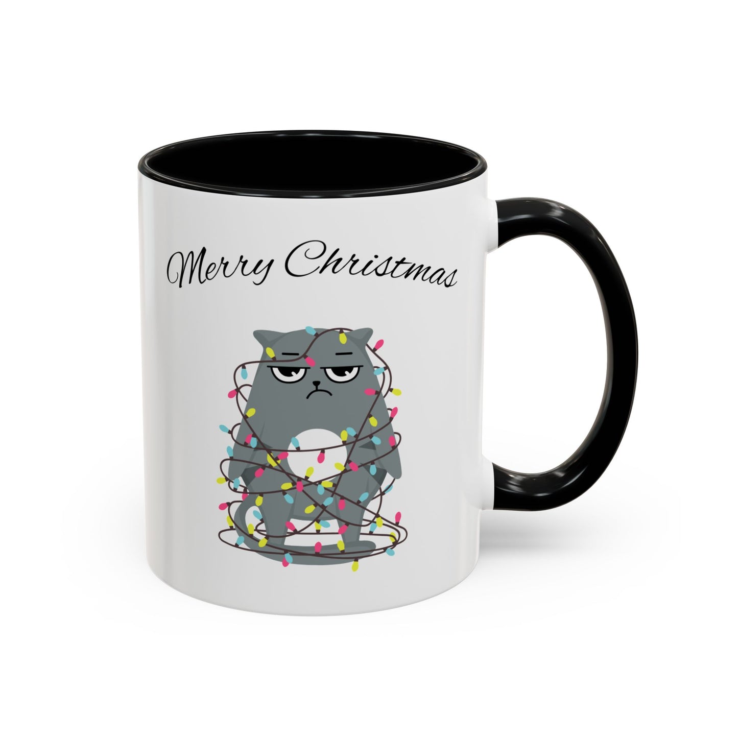 "Merry Christmas, Cats, tree lights"Accent Coffee Mug (11, 15oz)