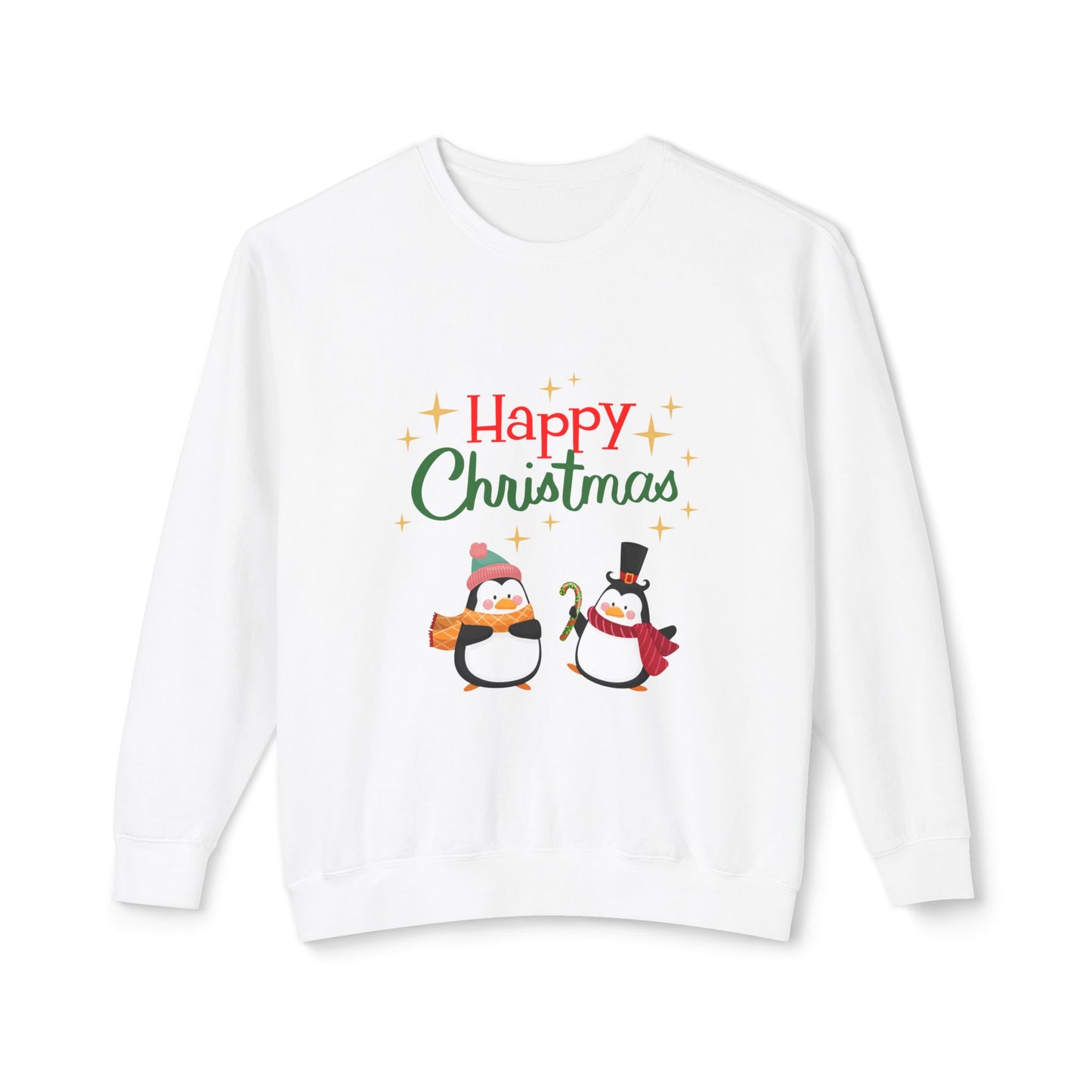 " Pingouins Happy Christmas" Christmas Unisex Lightweight Crewneck Sweatshirt