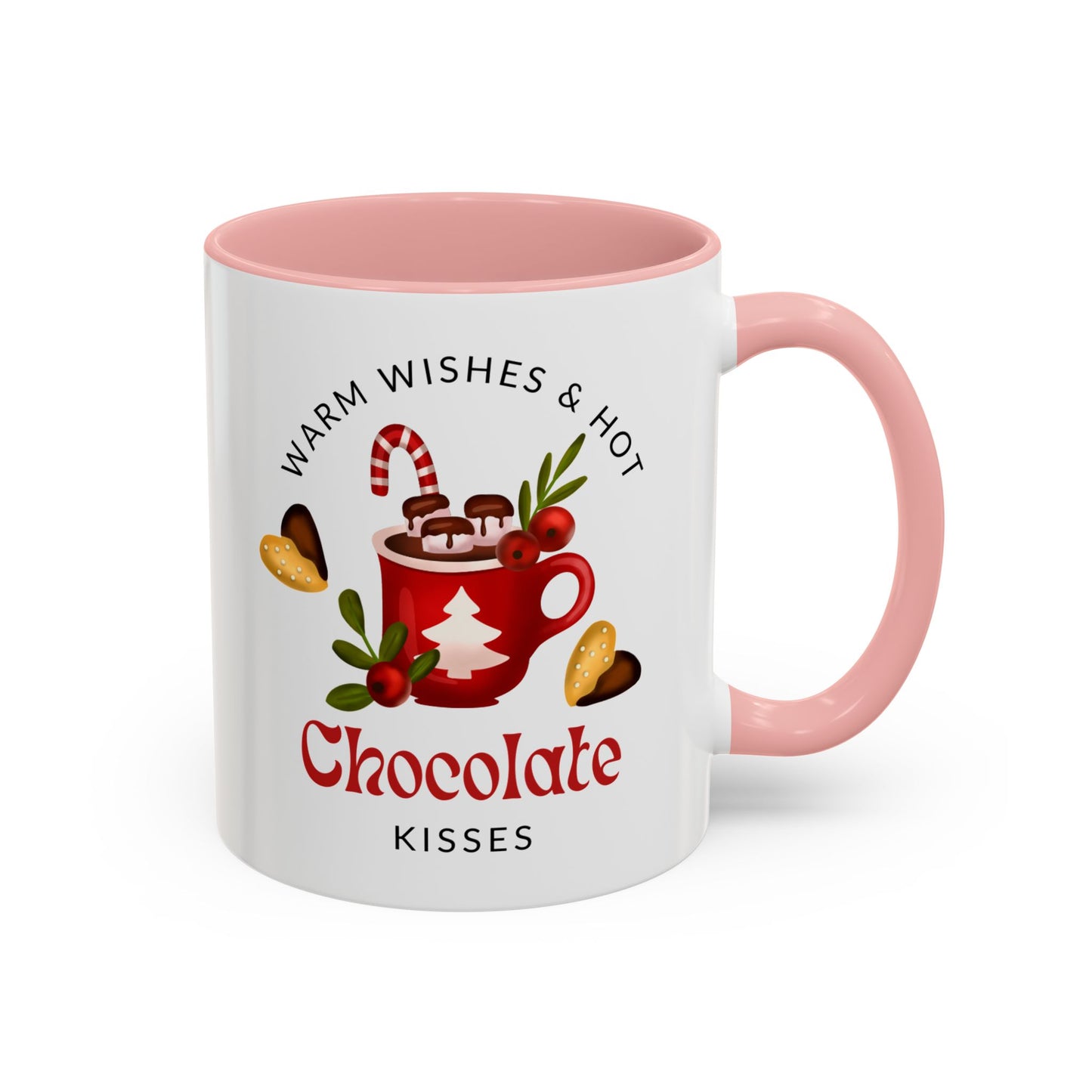 “Warm wishes and hot chocolate kisses” Christmas gift Accent Coffee Mug (11, 15oz)