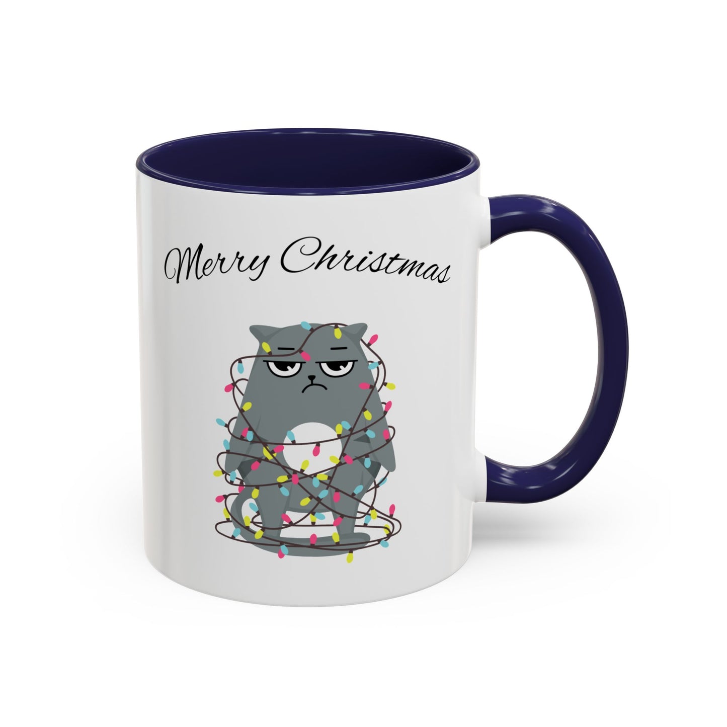 "Merry Christmas, Cats, tree lights"Accent Coffee Mug (11, 15oz)