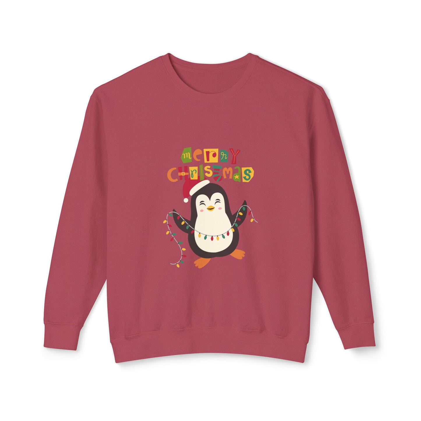 " Happy Pingouin" Christmas Unisex Lightweight Crewneck Sweatshirt