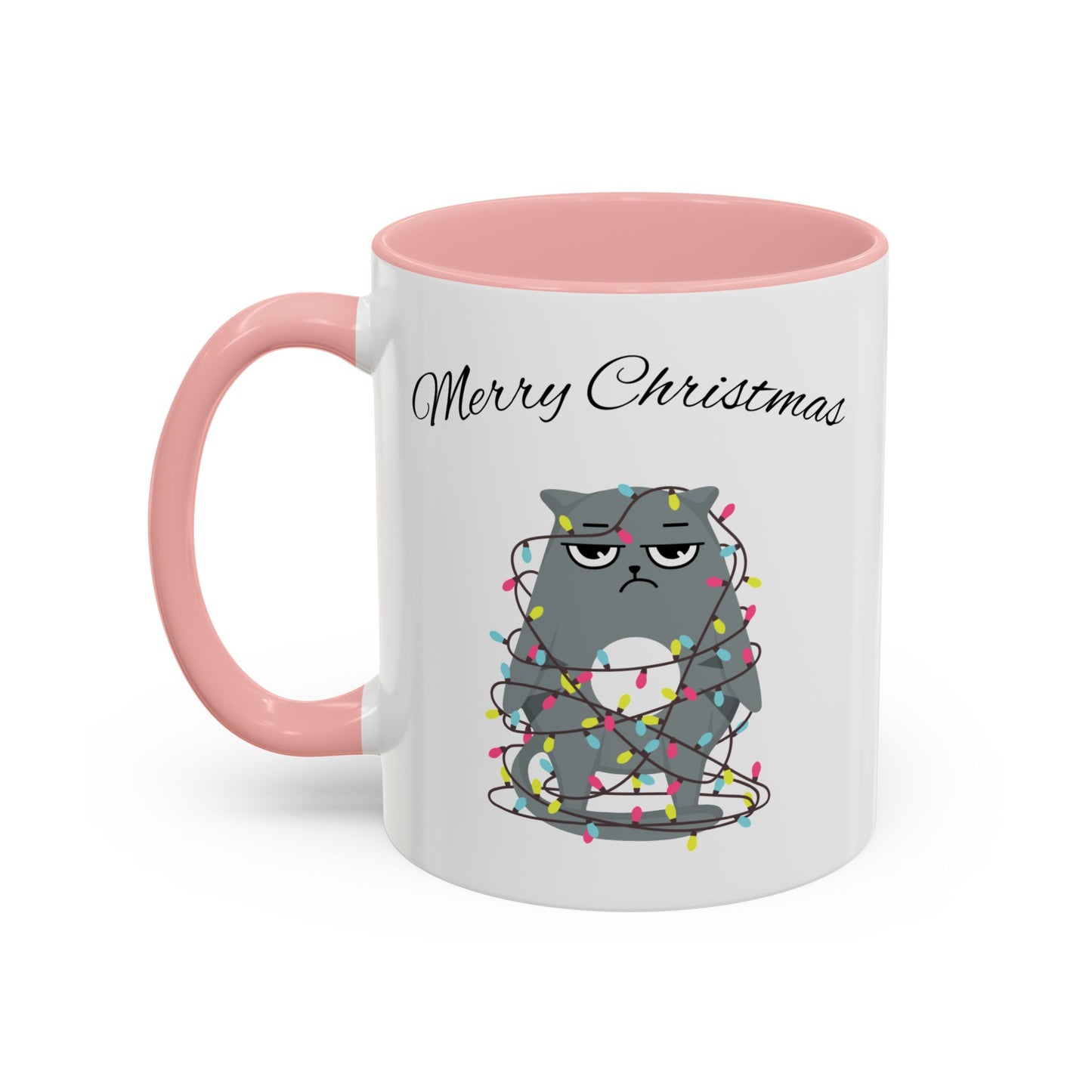 "Merry Christmas, Cats, tree lights"Accent Coffee Mug (11, 15oz)