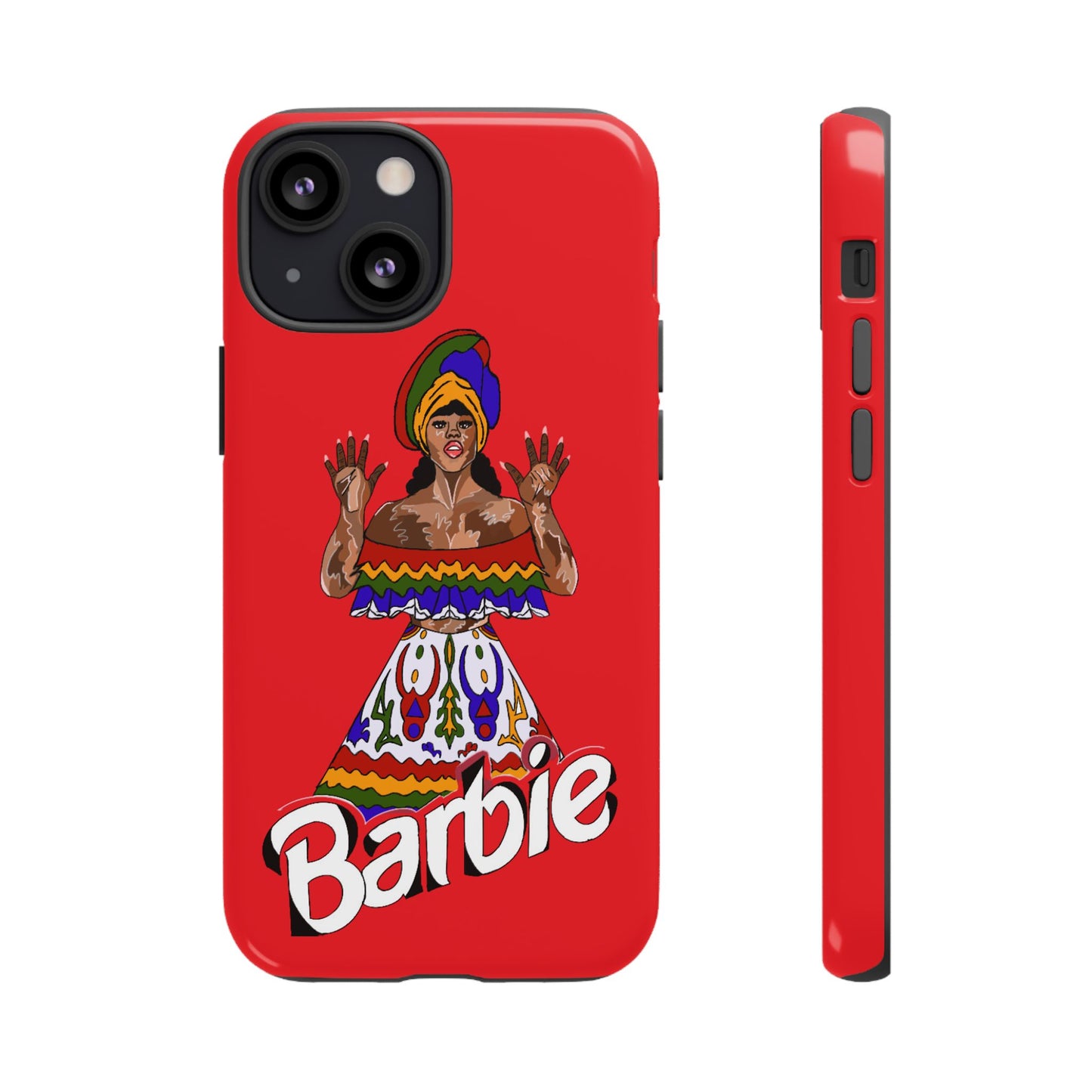 "Caribbean Barbie, Red background" Tough Cases