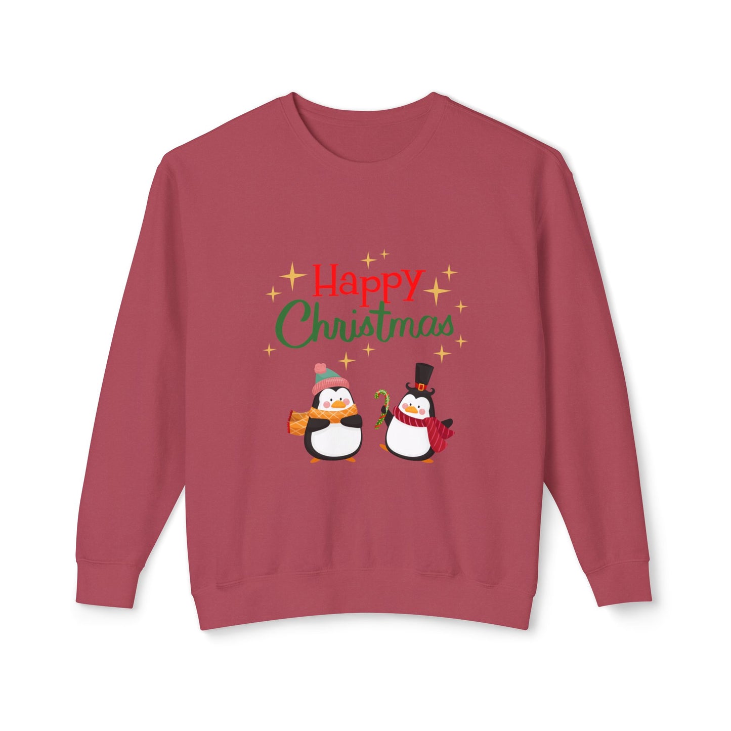 " Pingouins Happy Christmas" Christmas Unisex Lightweight Crewneck Sweatshirt