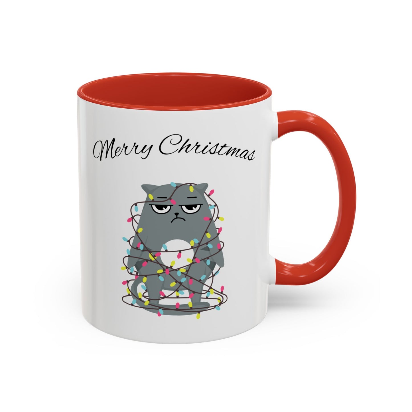 "Merry Christmas, Cats, tree lights"Accent Coffee Mug (11, 15oz)