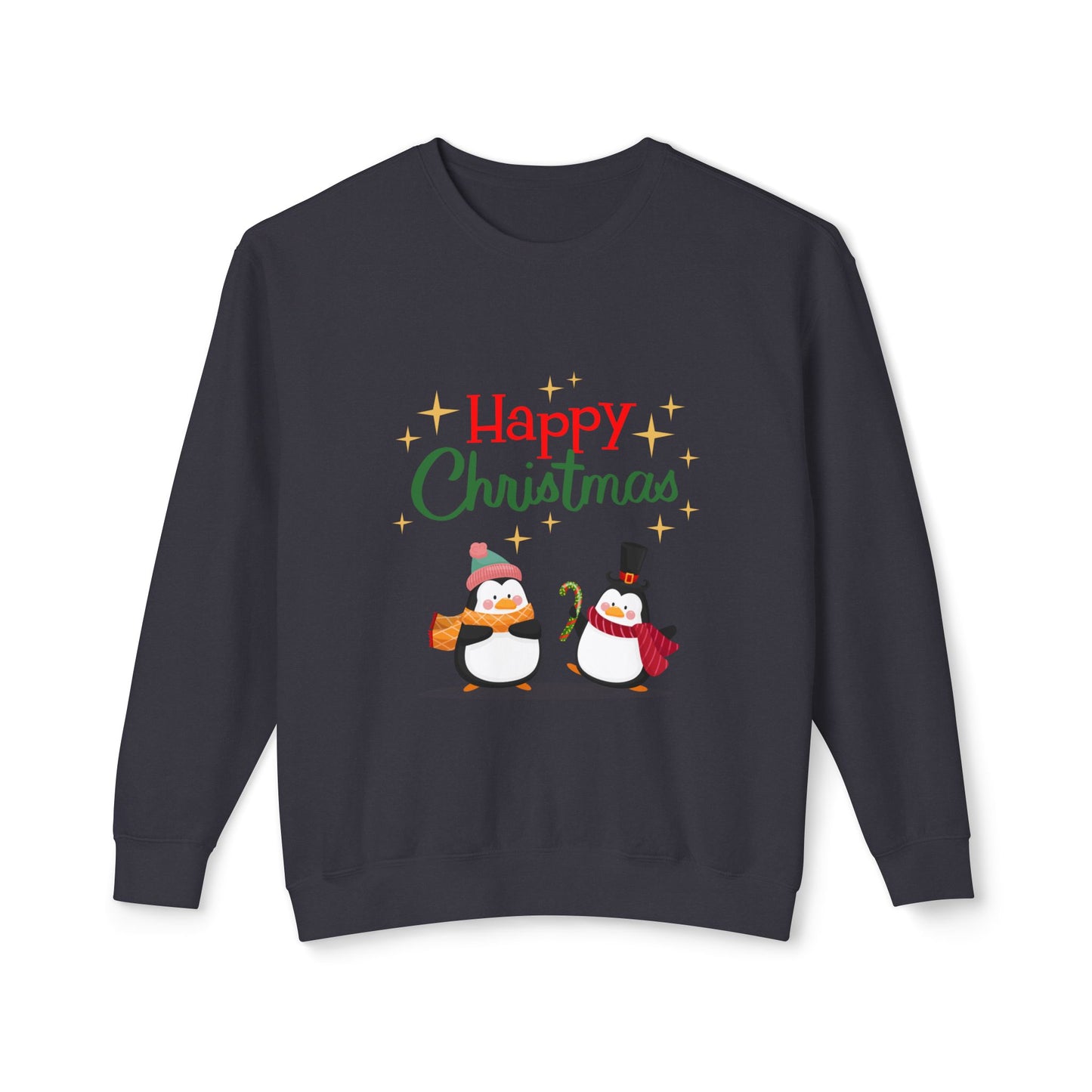 " Pingouins Happy Christmas" Christmas Unisex Lightweight Crewneck Sweatshirt