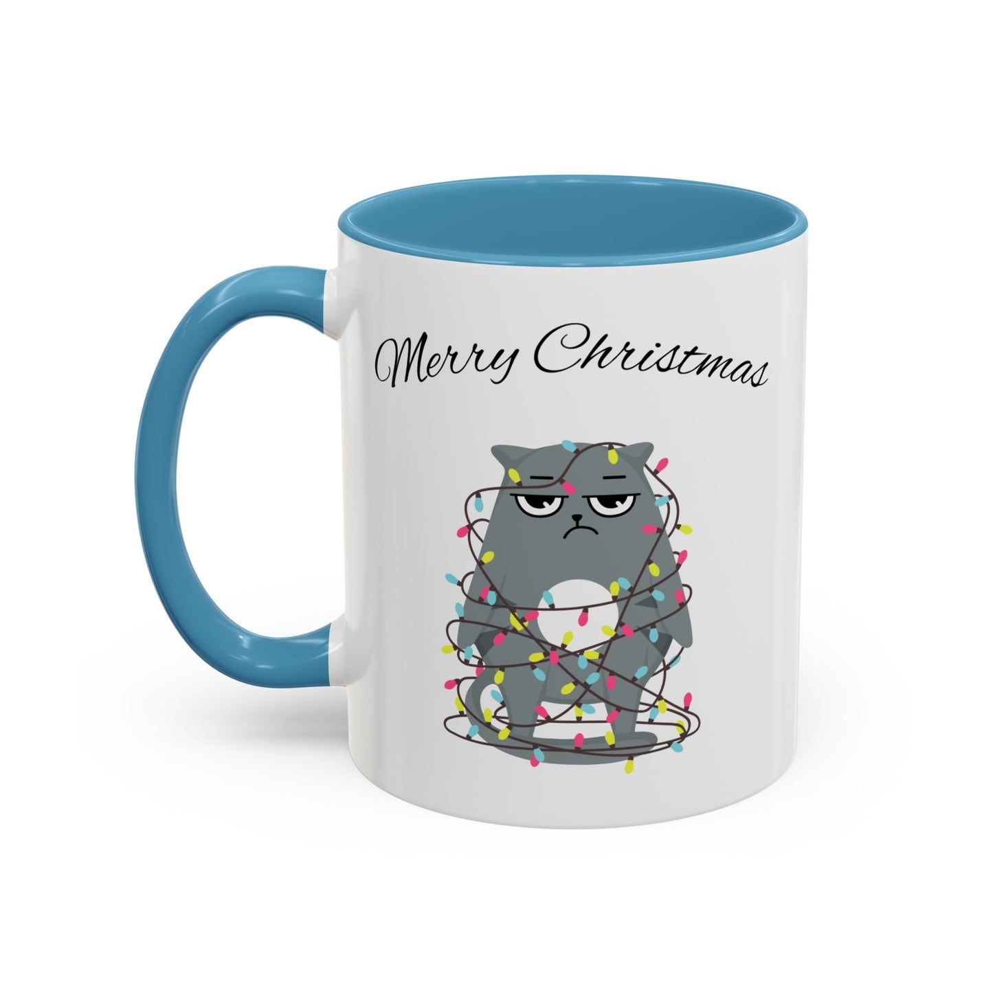 "Merry Christmas, Cats, tree lights"Accent Coffee Mug (11, 15oz)