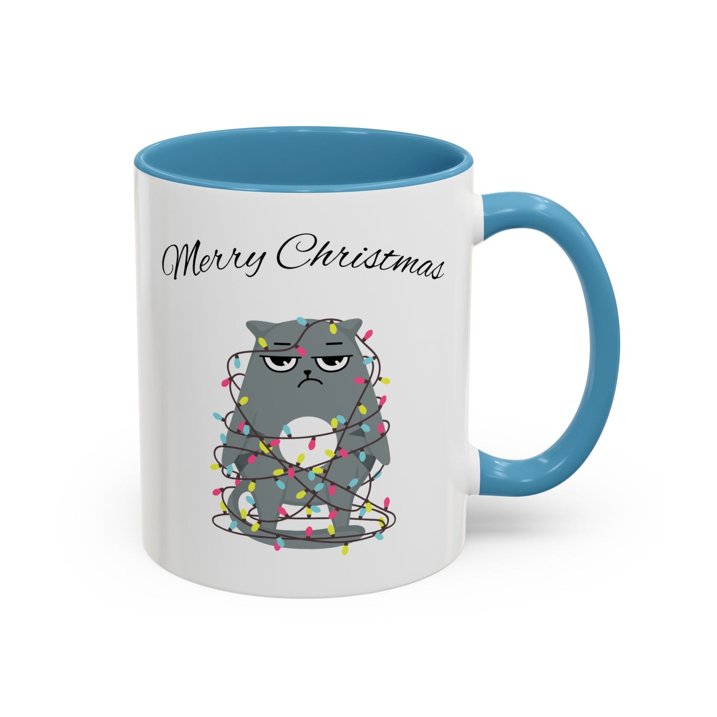 "Merry Christmas, Cats, tree lights"Accent Coffee Mug (11, 15oz)