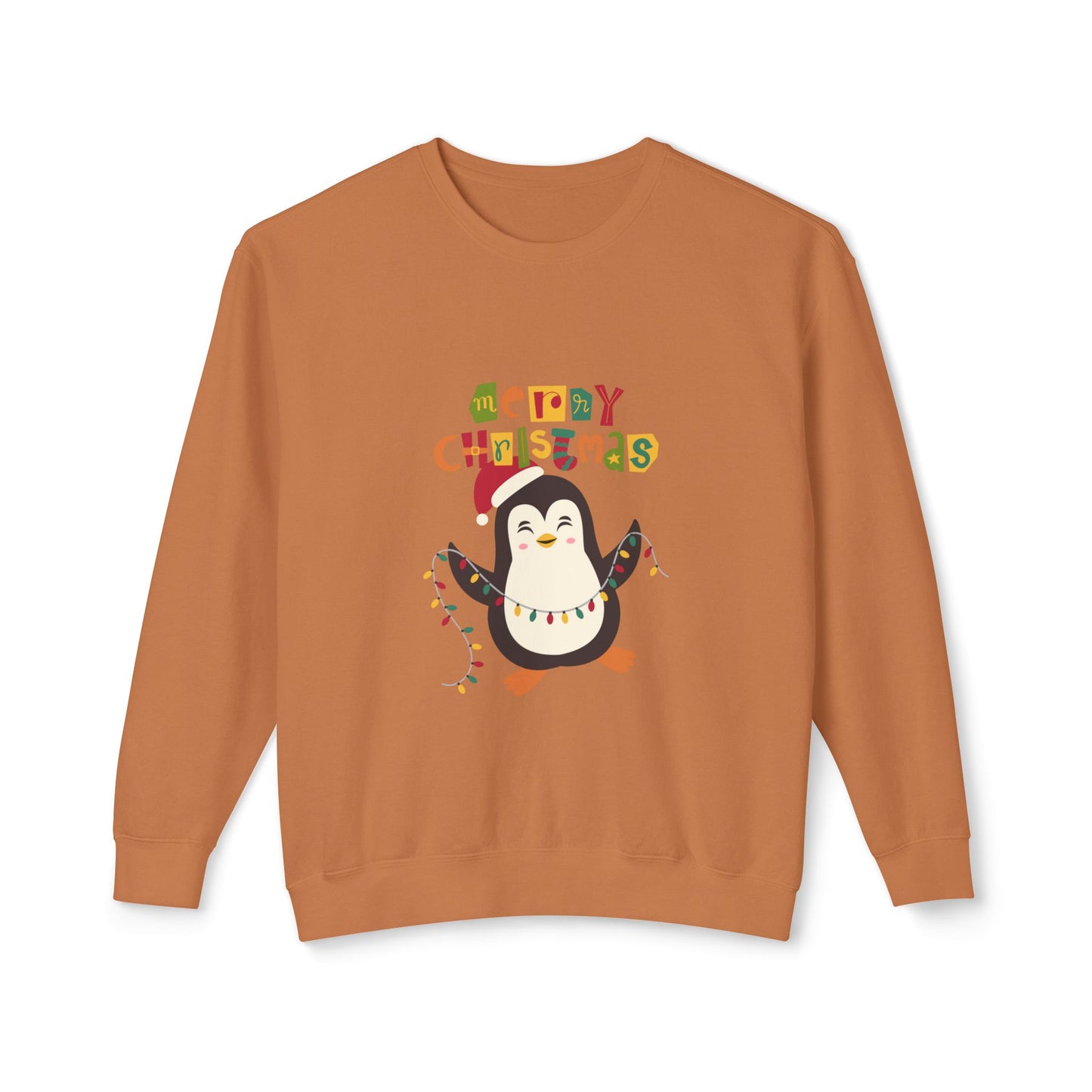 " Happy Pingouin" Christmas Unisex Lightweight Crewneck Sweatshirt