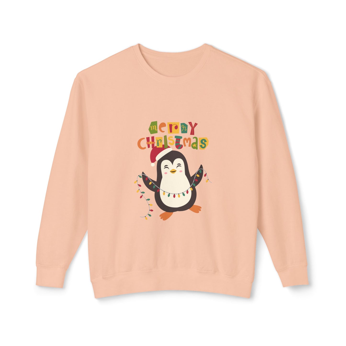 " Happy Pingouin" Christmas Unisex Lightweight Crewneck Sweatshirt