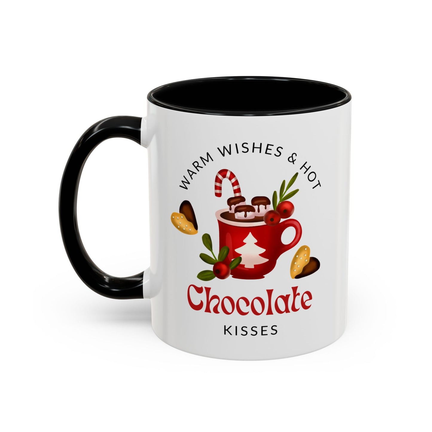 “Warm wishes and hot chocolate kisses” Christmas gift Accent Coffee Mug (11, 15oz)