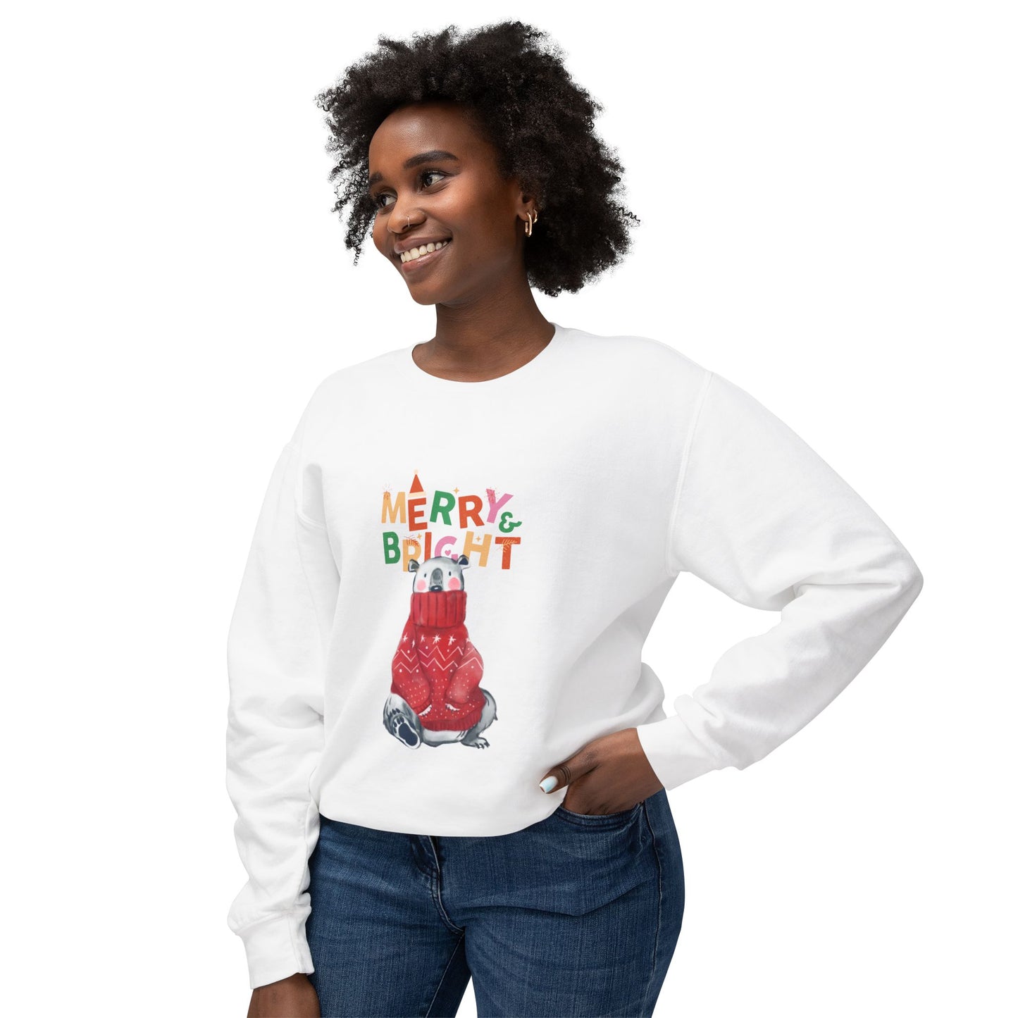 "Polar Bear" Unisex Lightweight Crewneck Sweatshirt