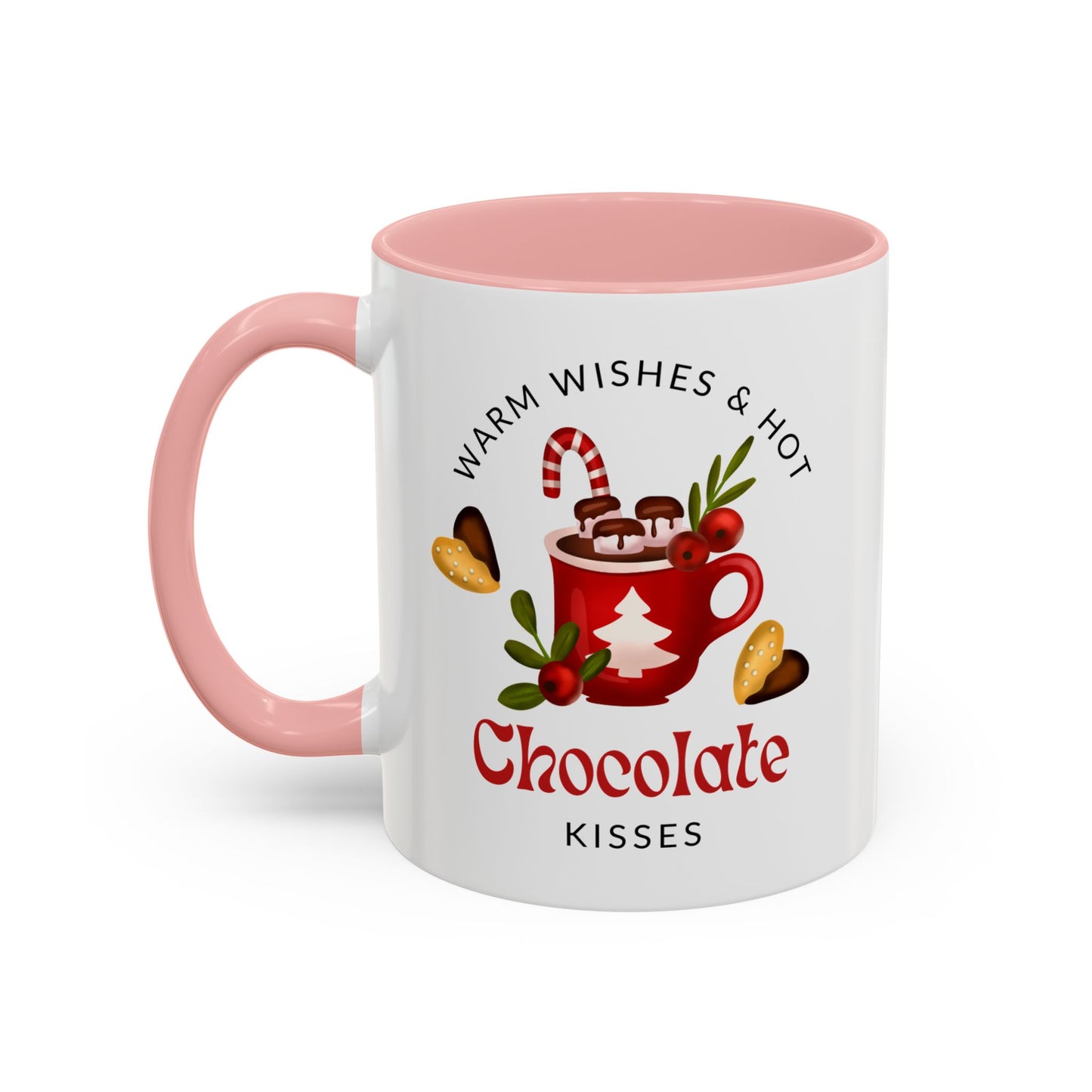 “Warm wishes and hot chocolate kisses” Christmas gift Accent Coffee Mug (11, 15oz)