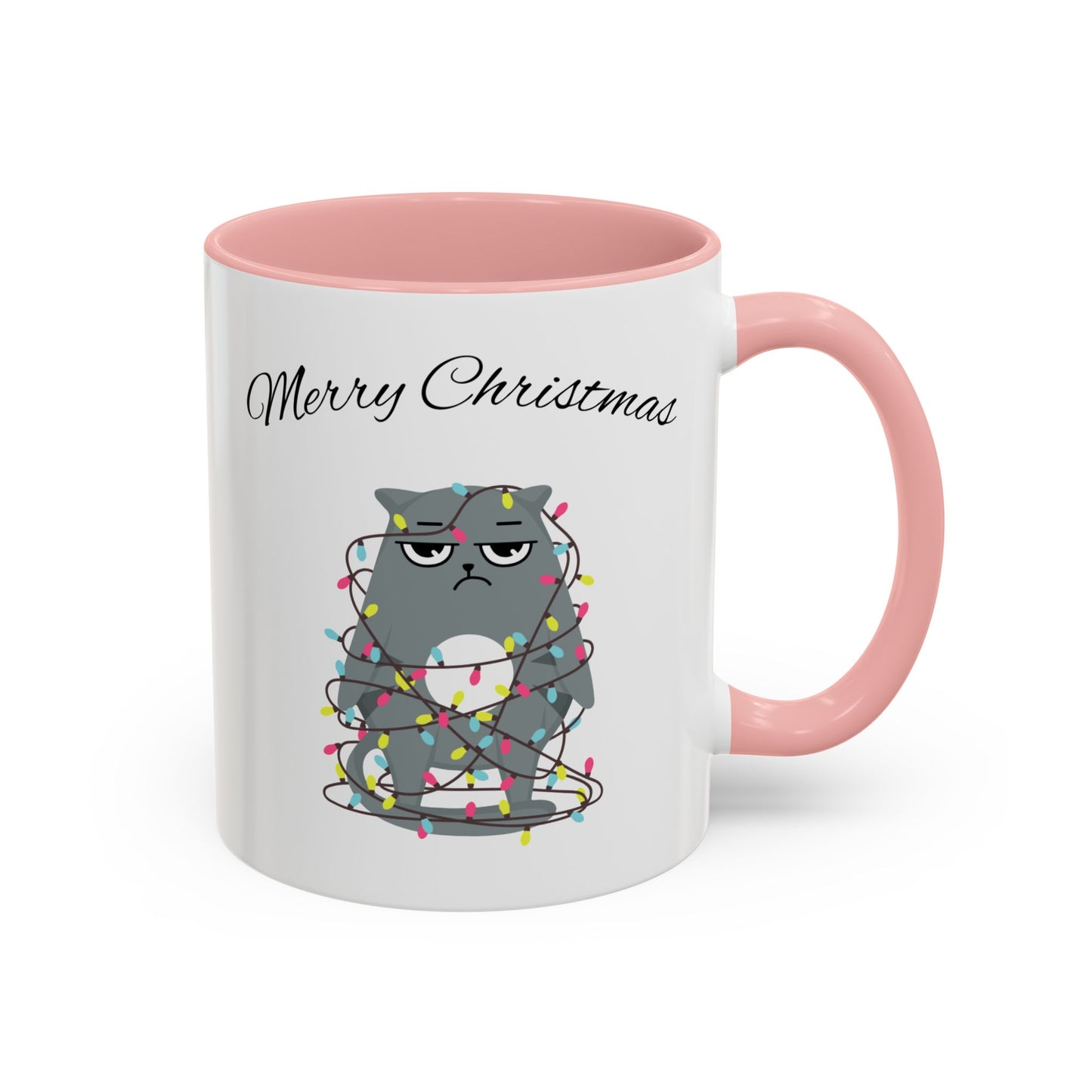 "Merry Christmas, Cats, tree lights"Accent Coffee Mug (11, 15oz)